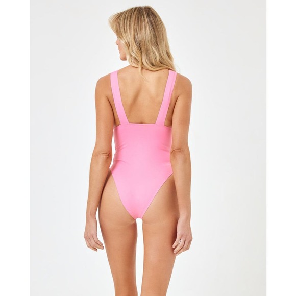 L*Space Seamless Katniss One Piece Swimsuit Guava Pink Size XL NWT - Picture 3 of 14